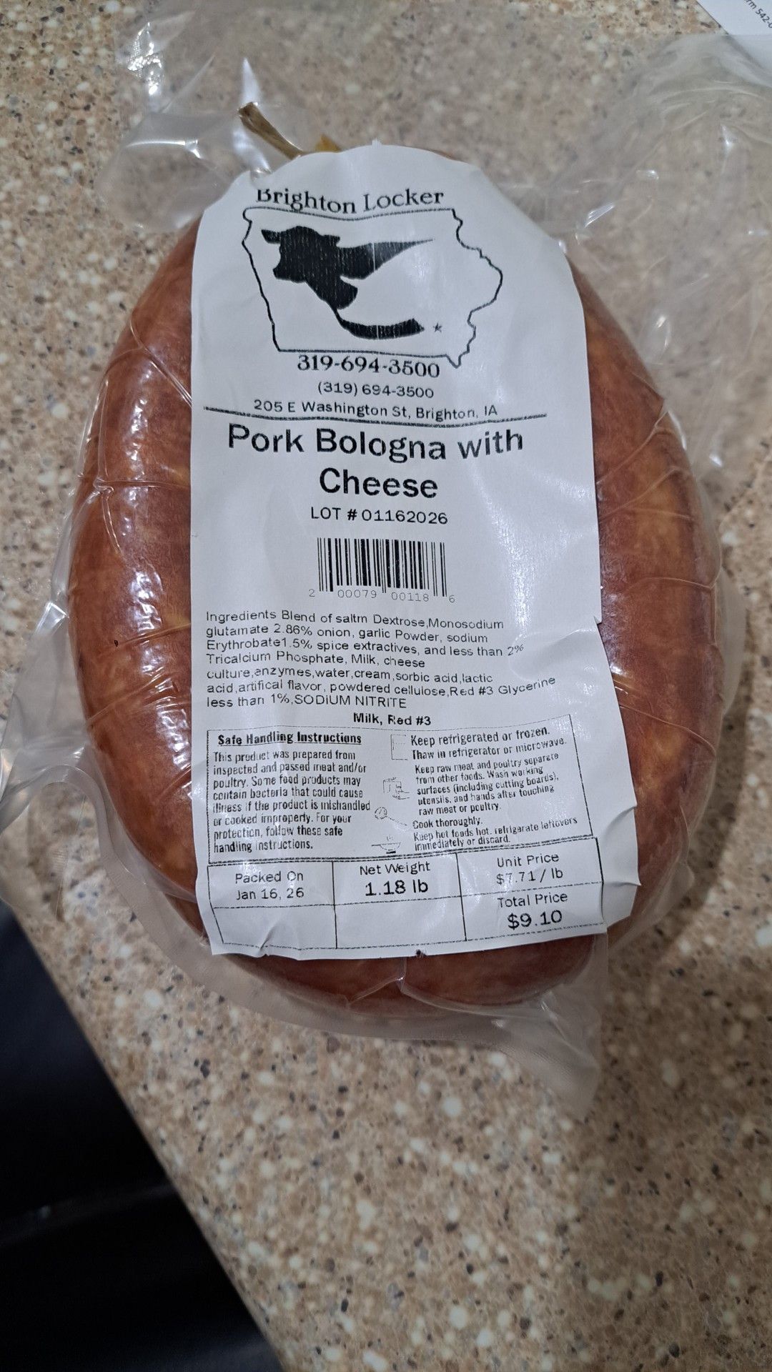 Pork bologna with cheese