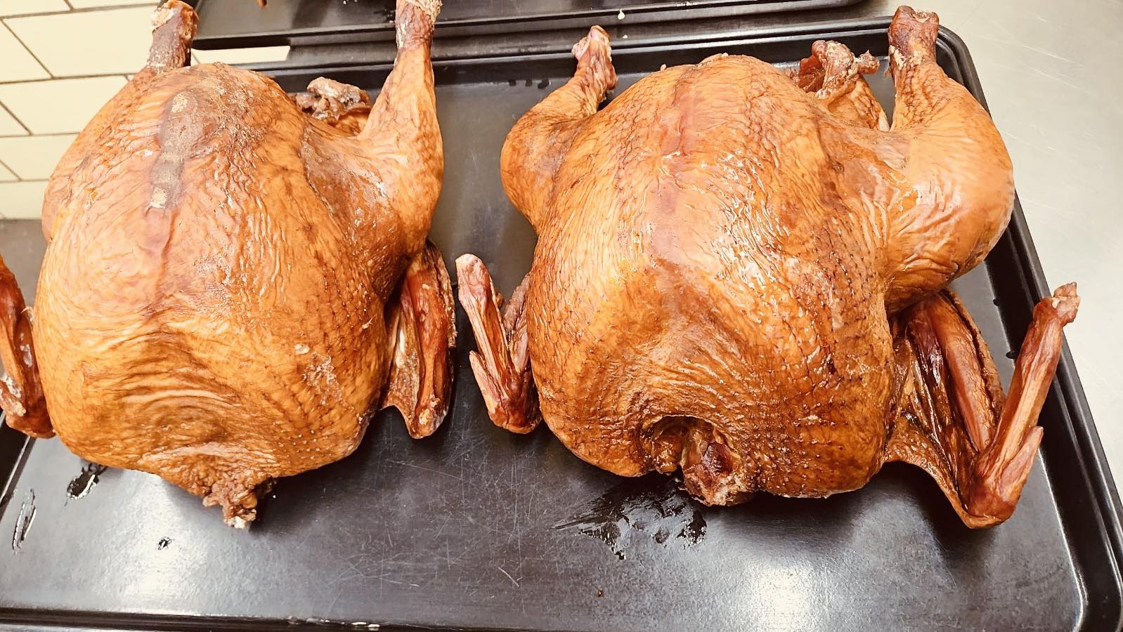 House-smoked whole turkeys